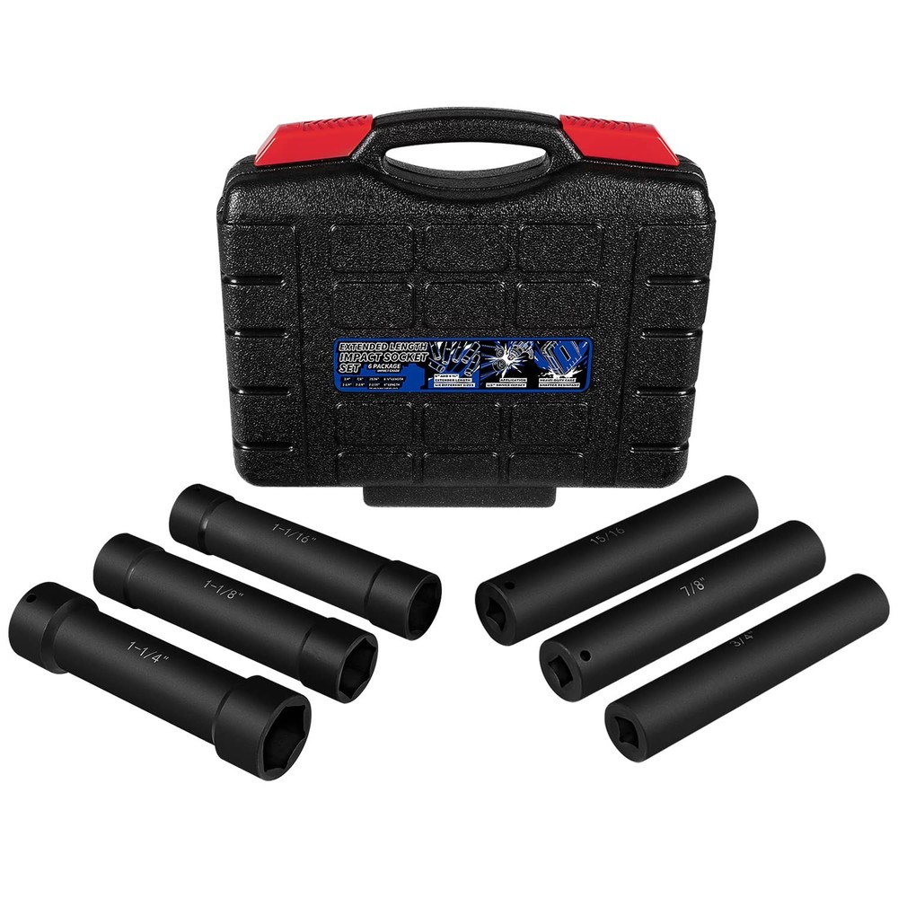 1/2 Inch Drive Heavy Duty Extended Length Extra-Deep Length Impact Socket Set...