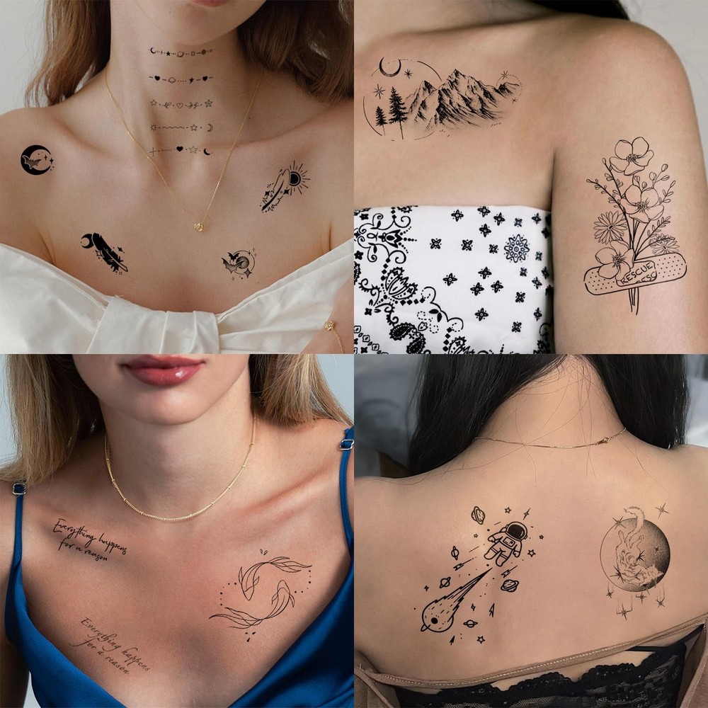 60 Sheets Tiny Realistic Temporary Tattoos for Adult Kids Tiny, Multicolor