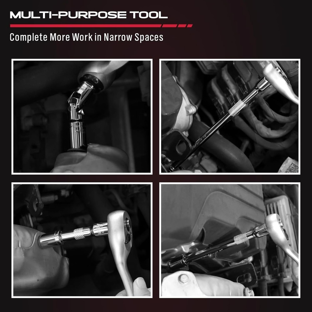 4-Piece 3/8" Drive Socket Extension Bar Set, Professional Socket Extension Se...