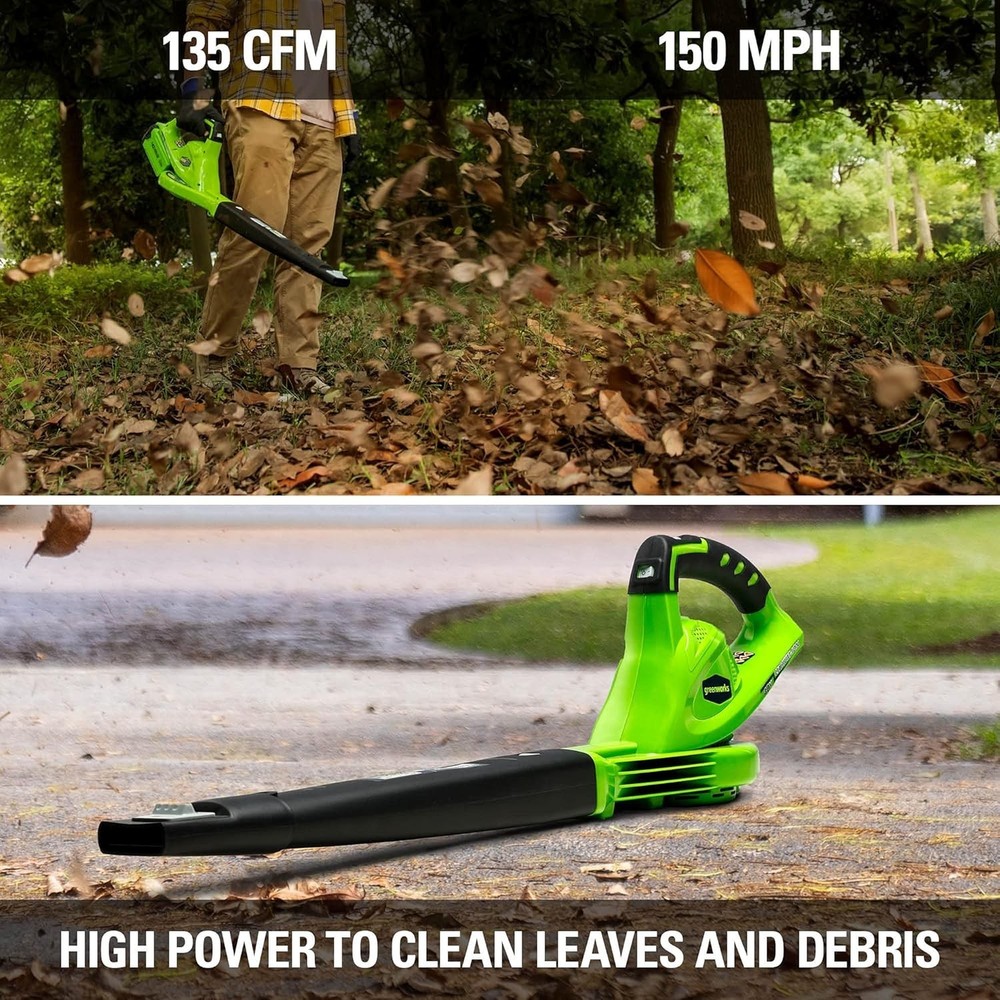 Variable Speed 40V Leaf Blower - 150 MPH/130 CFM Performance for Gardens