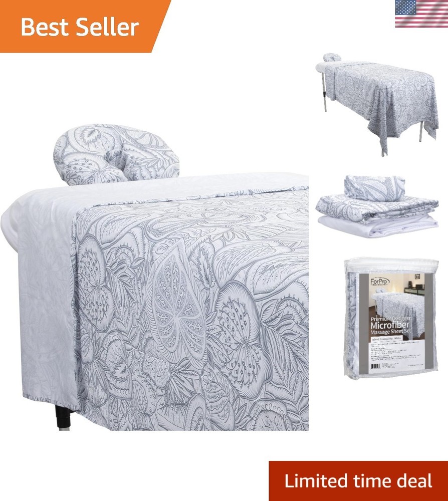 ForPro  Microfiber 3-Piece Massage Sheet Set, Island Tranquility - Queen