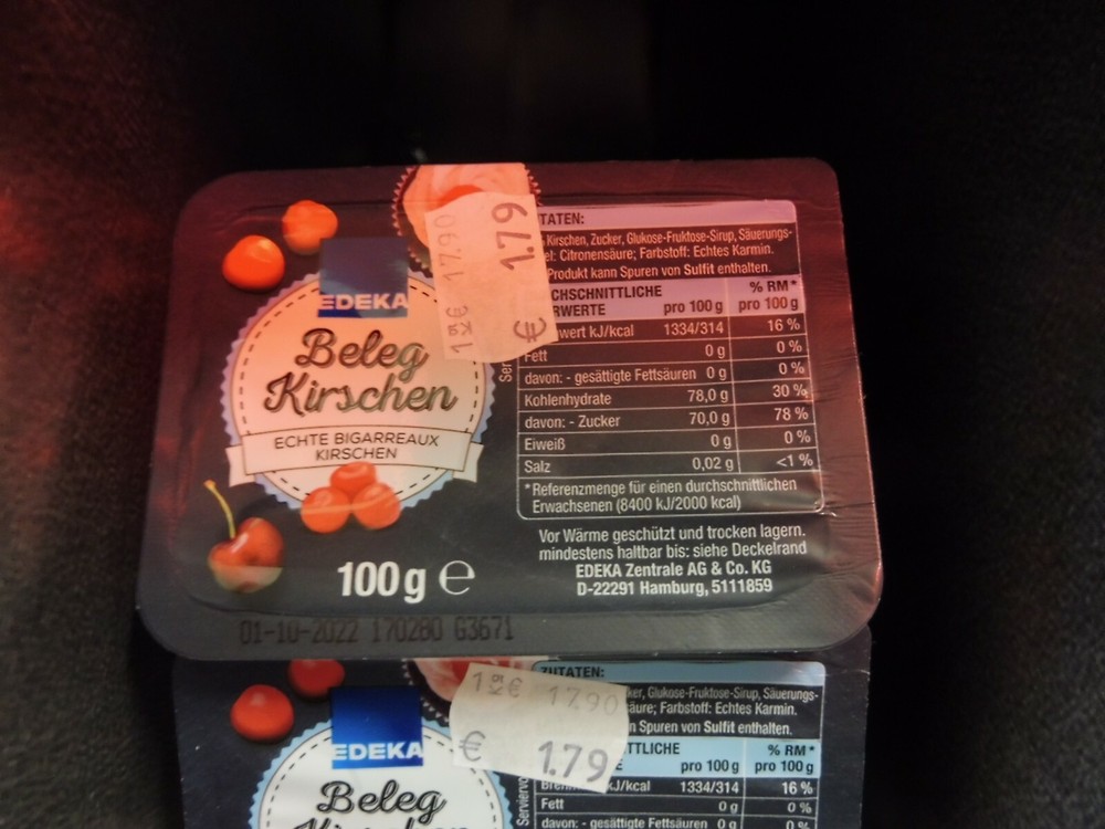 1 Pack Edeka Belegkirschen 100 Size
