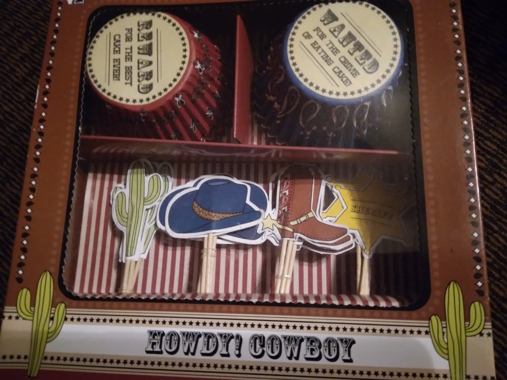 New in box (2 boxes) Howdy Cowboy Cupcake Kits