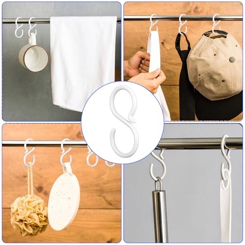 40-Pack Secure & Quiet Plastic S Hooks, Flexible Neck for Easy Twist & Lock