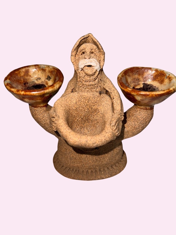 Handcrafted Stoneware Double Candleholder incense