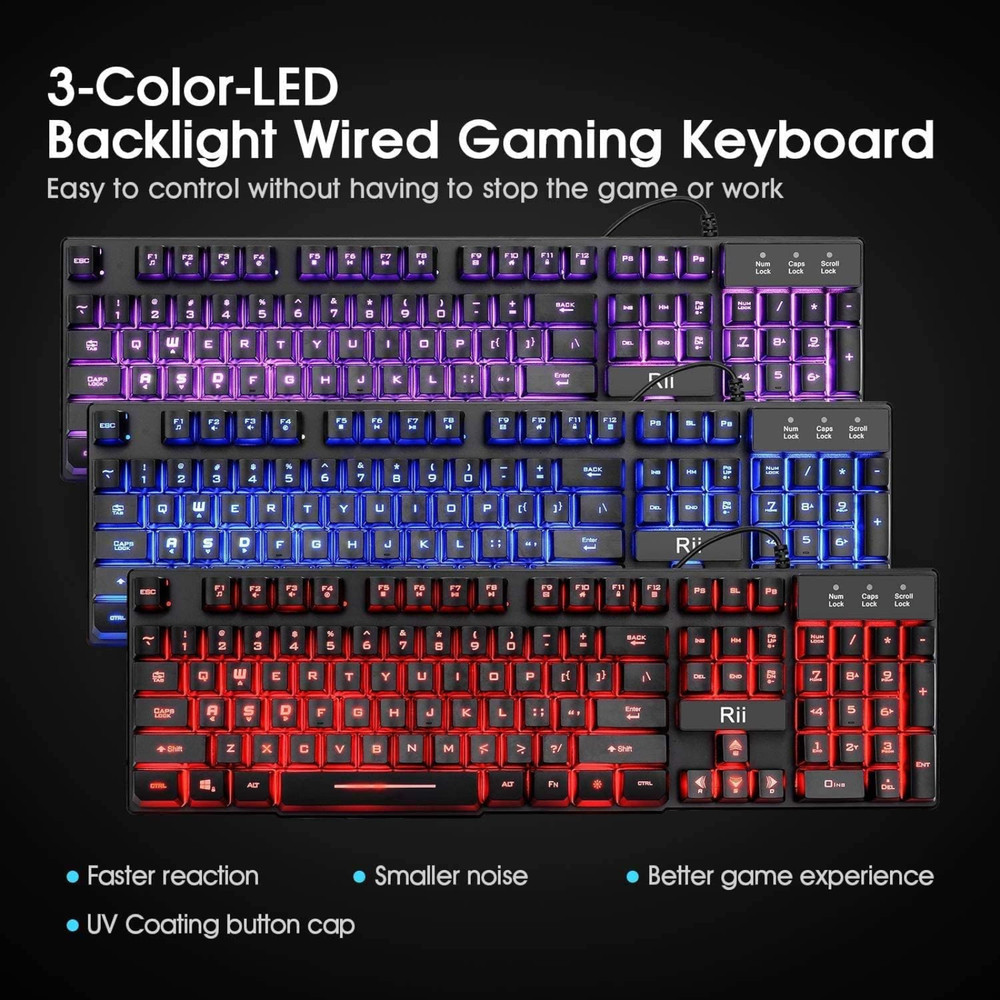 Computer Desktop Gaming Keyboard and Mouse Mechanical Feel LED Light Backlit
