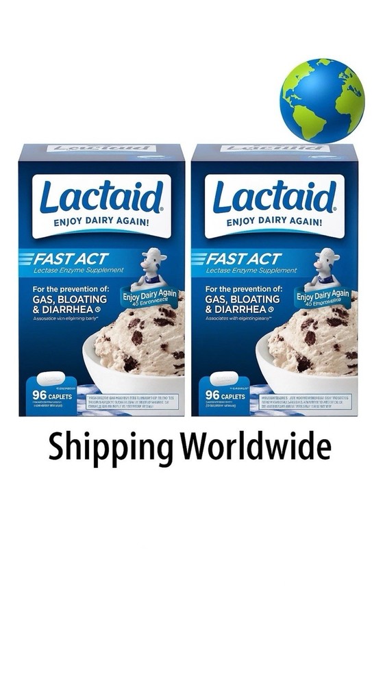 Lactaid Fast Act 96 Count Caplets Travel Packs Lactose Intolerance Relief 2 Pack
