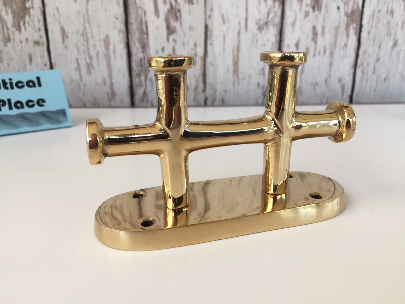 Brass Double Cross Bollard Cleat - Nautical Marine Boat Dock Chock - Handle Hook