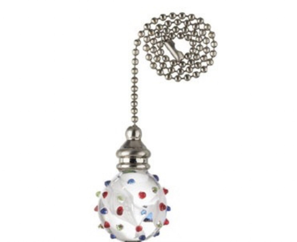 (2 pk) Light Pull Chain 12 in. Multicolor Dotted Decorative Glass Orb Fan Pull