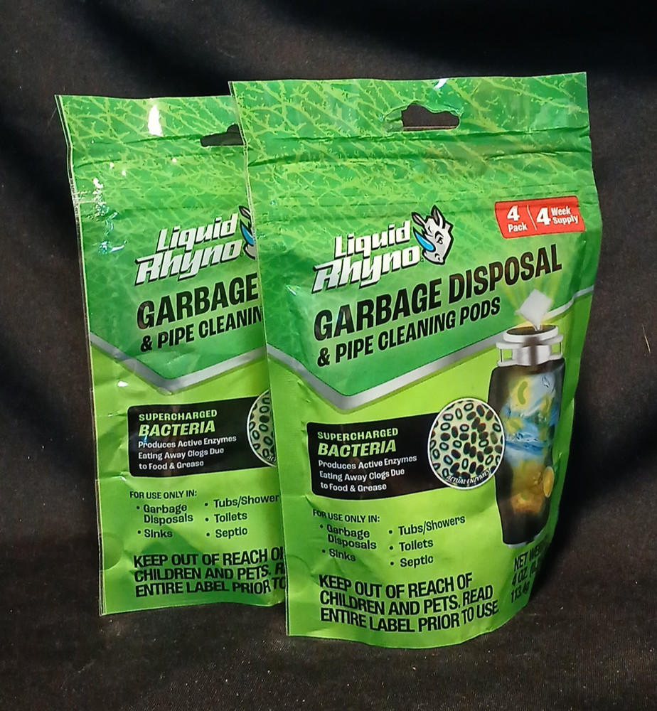 [2X] Liquid Rhyno Garbage Disposal & Pipe Cleaning Pods 4-Pack [B47]
