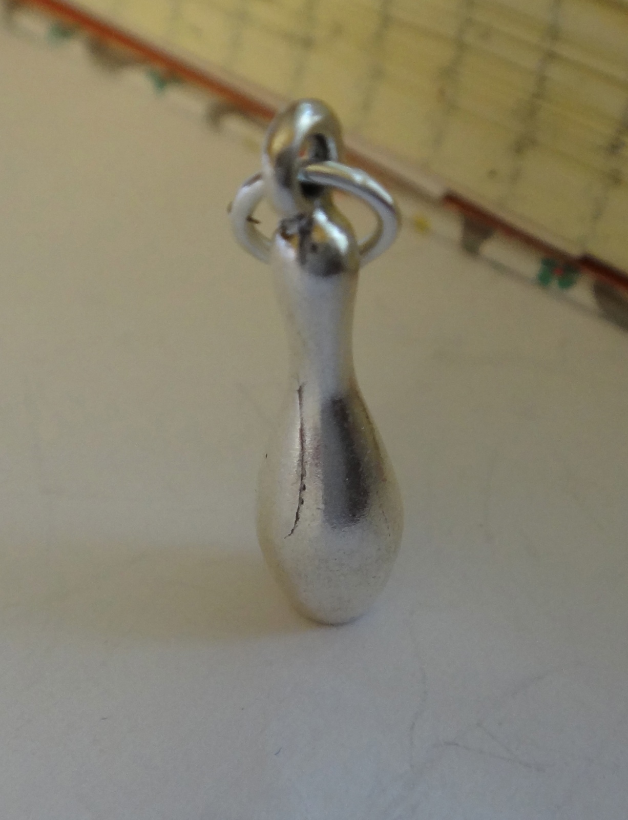 Sterling Silver 3D 21x6mm Bowling Pin Charm