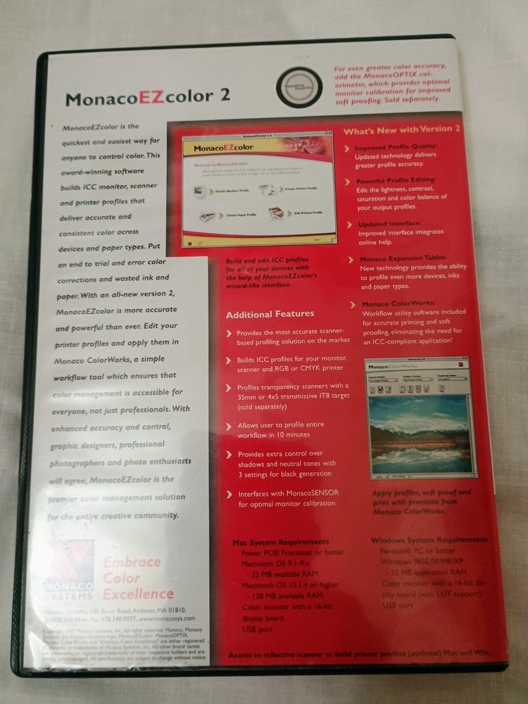 Monaco EZ Color 2 Windows and Mac CD Vers 2.6 2003