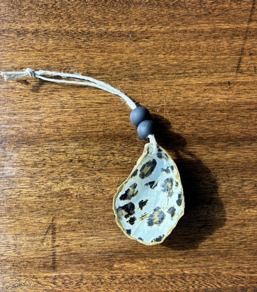 Handmade Leopard Print Oyster Shell Ornament