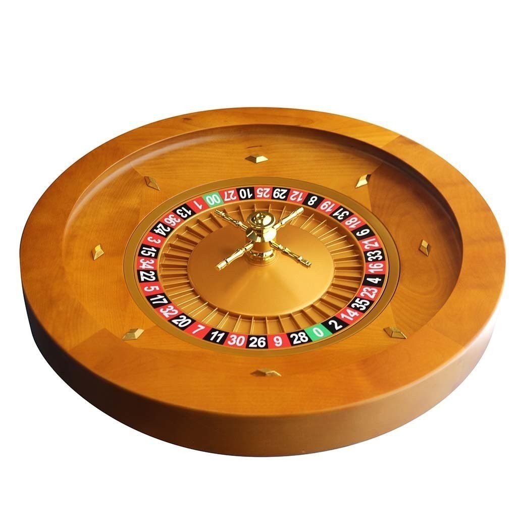 18-Inch Wood Roulette Wheel Set with 2 Balls – Satin Mahogany Finish – NEW