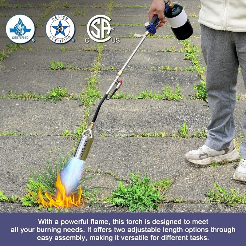 Powerful Propane Torch Dual Mode Adjustable Flame 12.5FT Hose Weeding & Asphalt