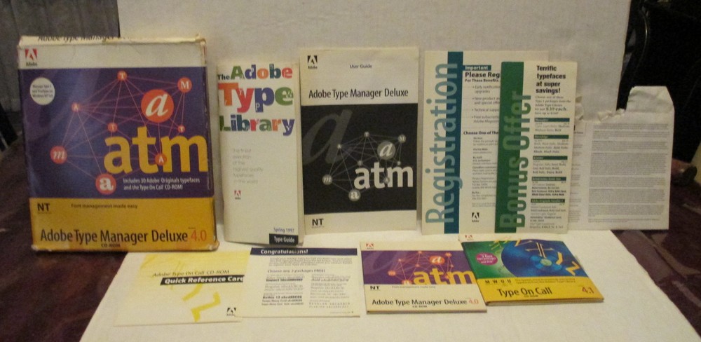 Adobe Type Manager Deluxe 4.0 CD Rom 2 Discs Instructions - Type Library Booklet