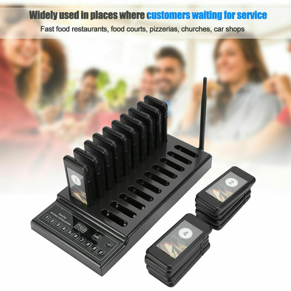 Restaurant Coaster Guest Call Wireless Paging Queuing Calling System 20 Pagers