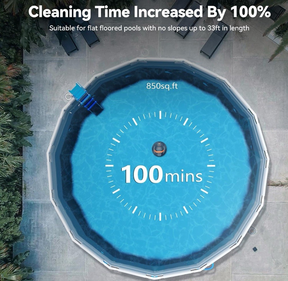 CoasTeering Cordless Robotic Pool Cleaner w/ 100min Runtime, Fast Charging