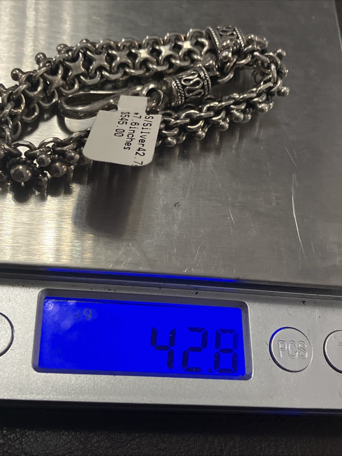 925 Sterling Silver Vintage Antique Finish Bracelet 42.7 Grams 7.6 Inches