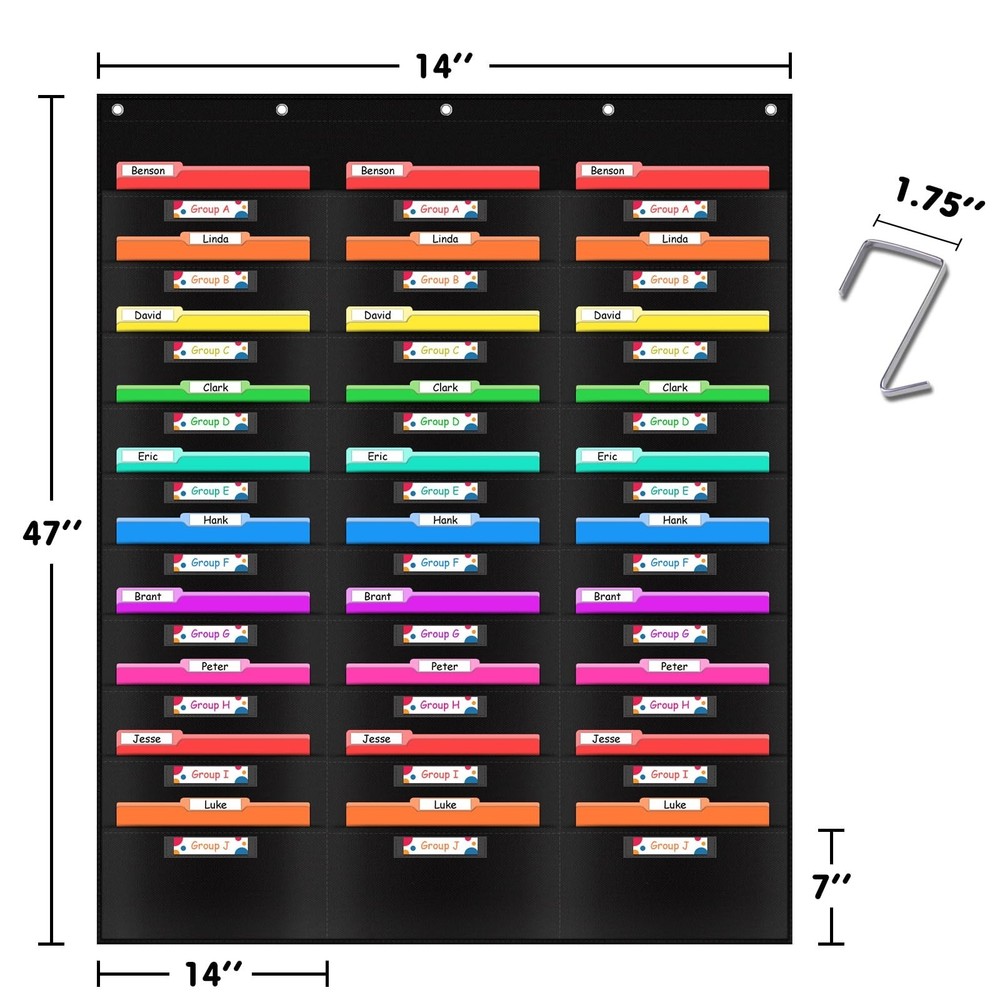 VNOM Classroom Mail Center Organization Storage Pocket Chart with 30 Pockets,...