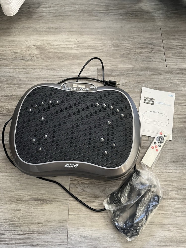 AXV MINI COMPACT TRAVEL Remote Vibration Plate Exercise PLATFORM Machine Gray