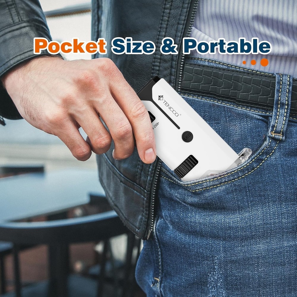 "100X-250X Mini Pocket Microscope for Kids Adults, Protable Handheld Microscope