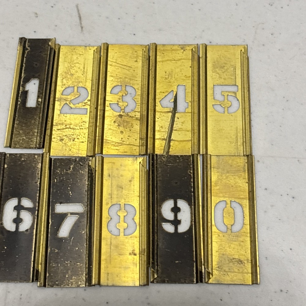 2” Reusable Brass Stencils 42 pc Interlock Numbers Letters 1/2”