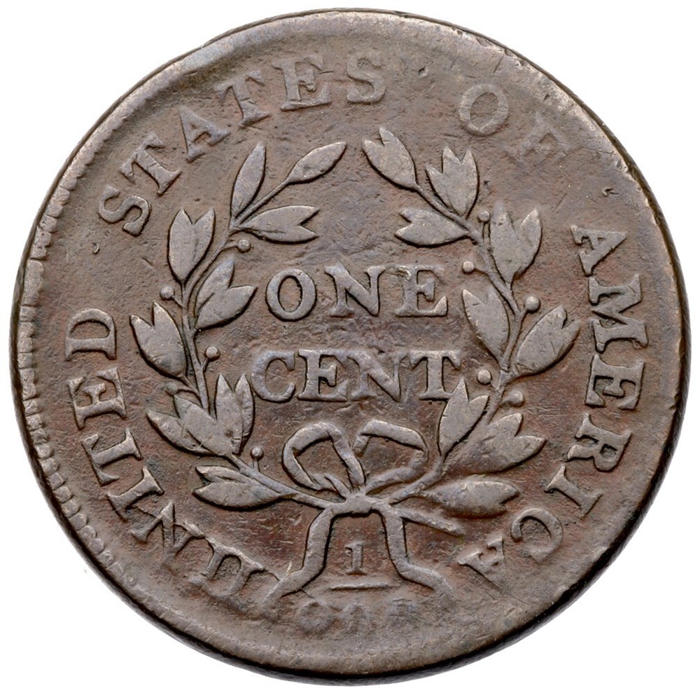 1801 S-219 R-2 3 Error Reverse Draped Bust Large Cent Coin 1c