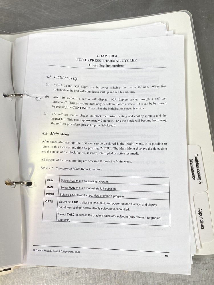 Thermo Hybaid PCR Express Thermal Cycler 2001 - Users Guide /Instructions Book