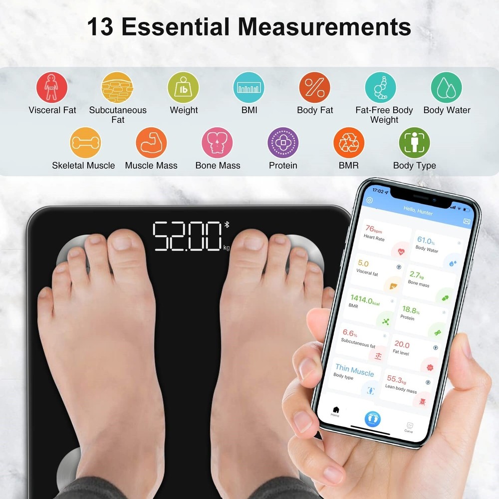 Bascula Inteligente Bluetooth Para Peso Corporal Medidor De Grasa Multifuncion