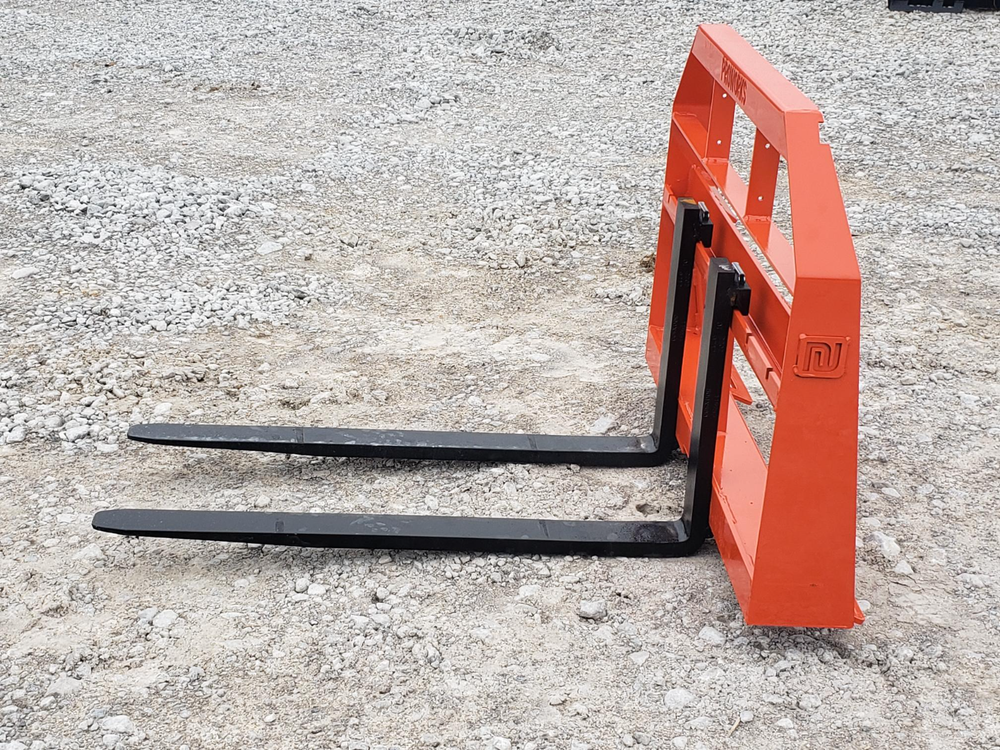 48" Root Rake Clam Grapple and 42" Long Pallet Forks Attachment ComboQuickAttach