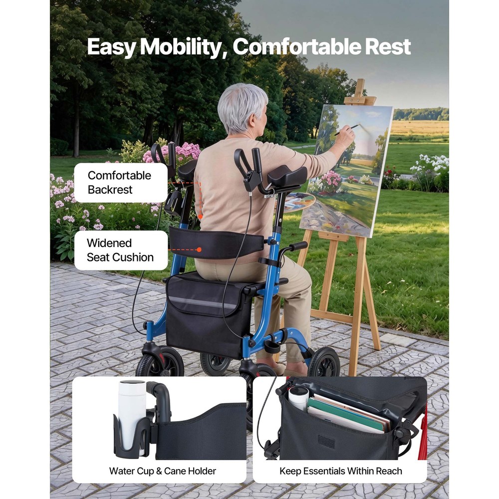 Uimoso Foldable Rollator Walker with Durable PU Wheels for Seniors