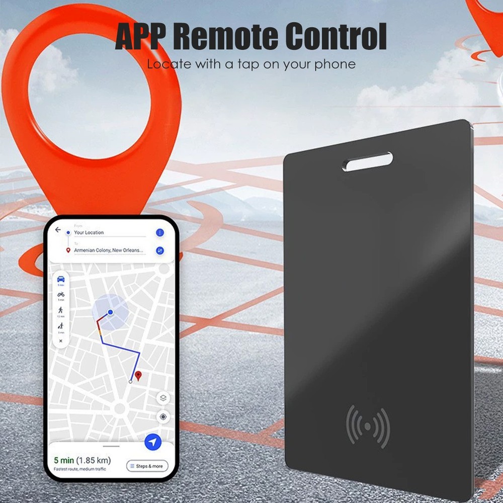 Slim Rechargeable Wallet Tracker Card - Works with iPhone & Google Find My