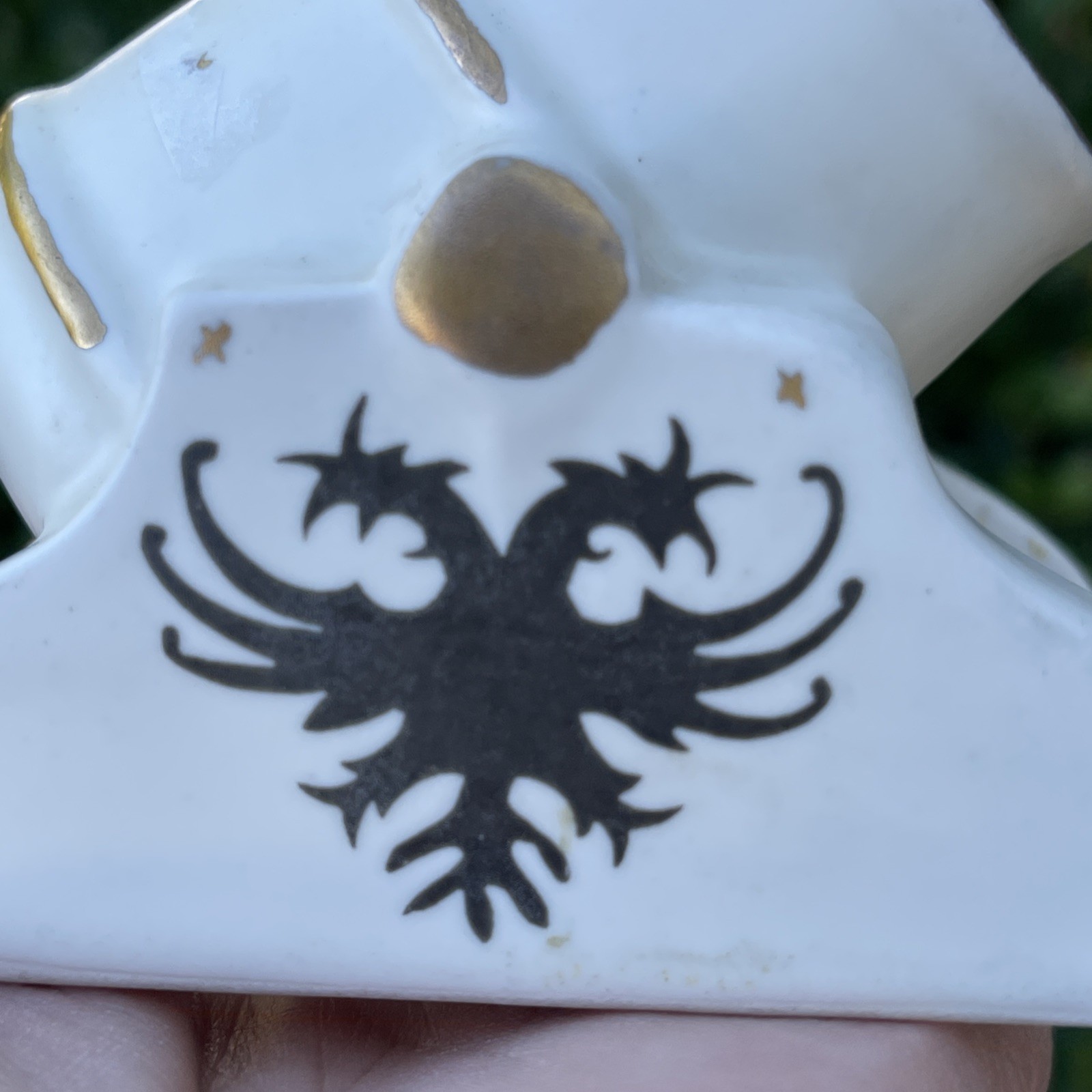 Double Headed Eagle Porcelain Canon Heraldic Military Figurine Artillery