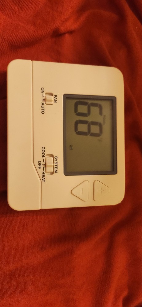 White Digital Non-Programmable Rectangular Thermostat Heat-Cool-Off Controls