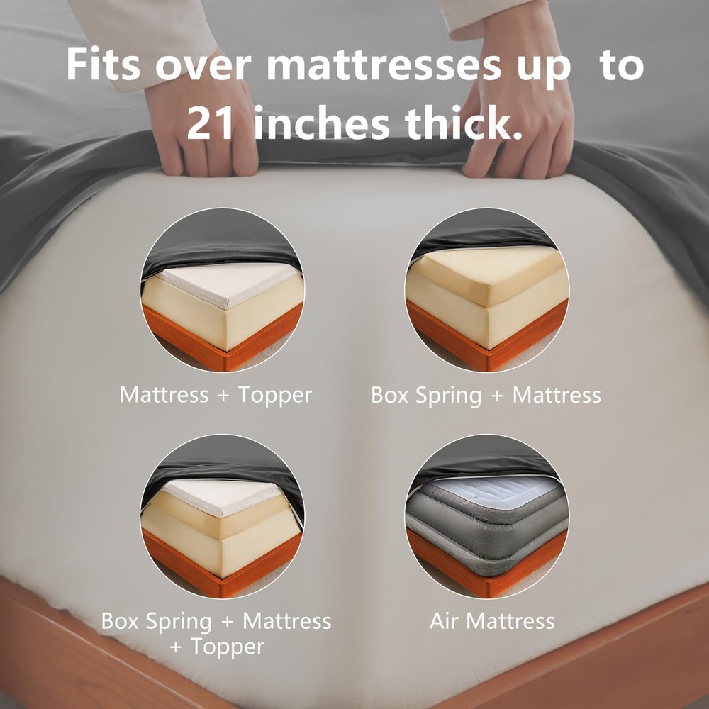 CozyLux Extra Deep Pocket Queen Sheet Set - 6 Piece Sheets Queen Size Bed Set -