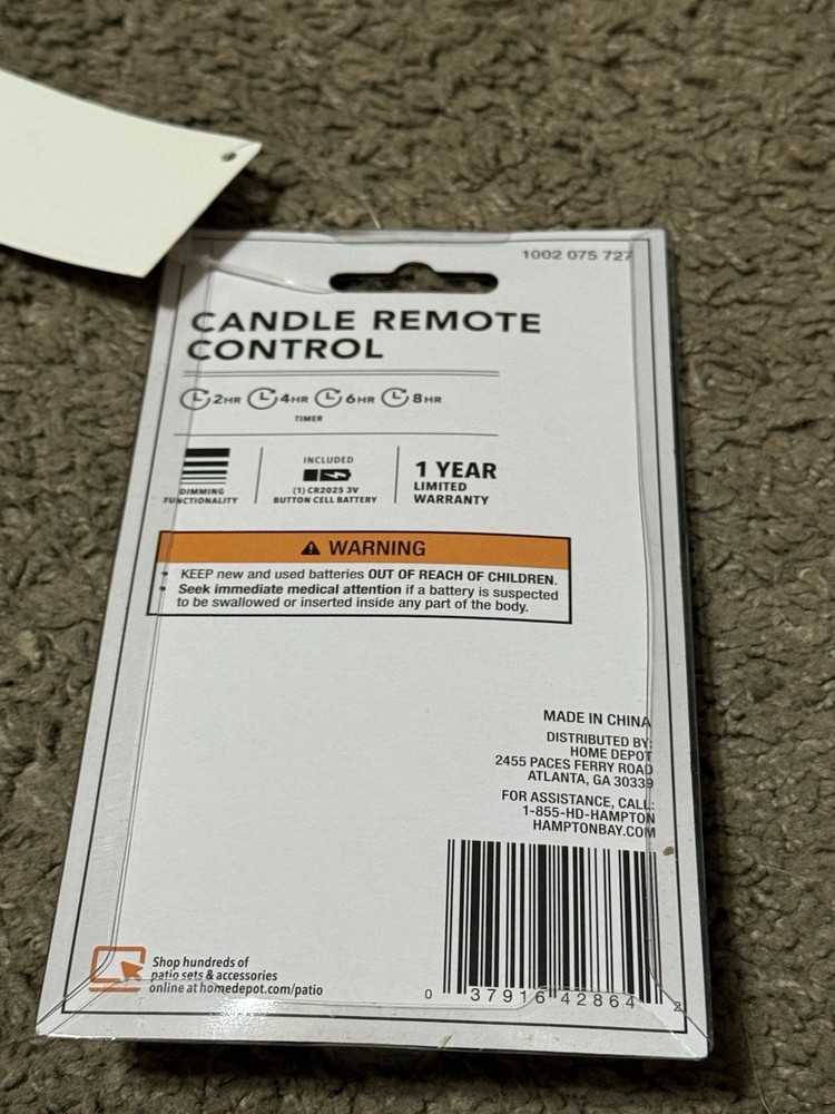 Hampton Bay Candle Remote Controller 1002 075 727 Everlasting Glow NEW