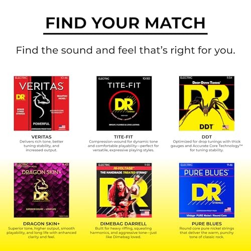 DR Strings Electric Guitar Strings, Dimebag Darrell Signature, Assorted Sizes