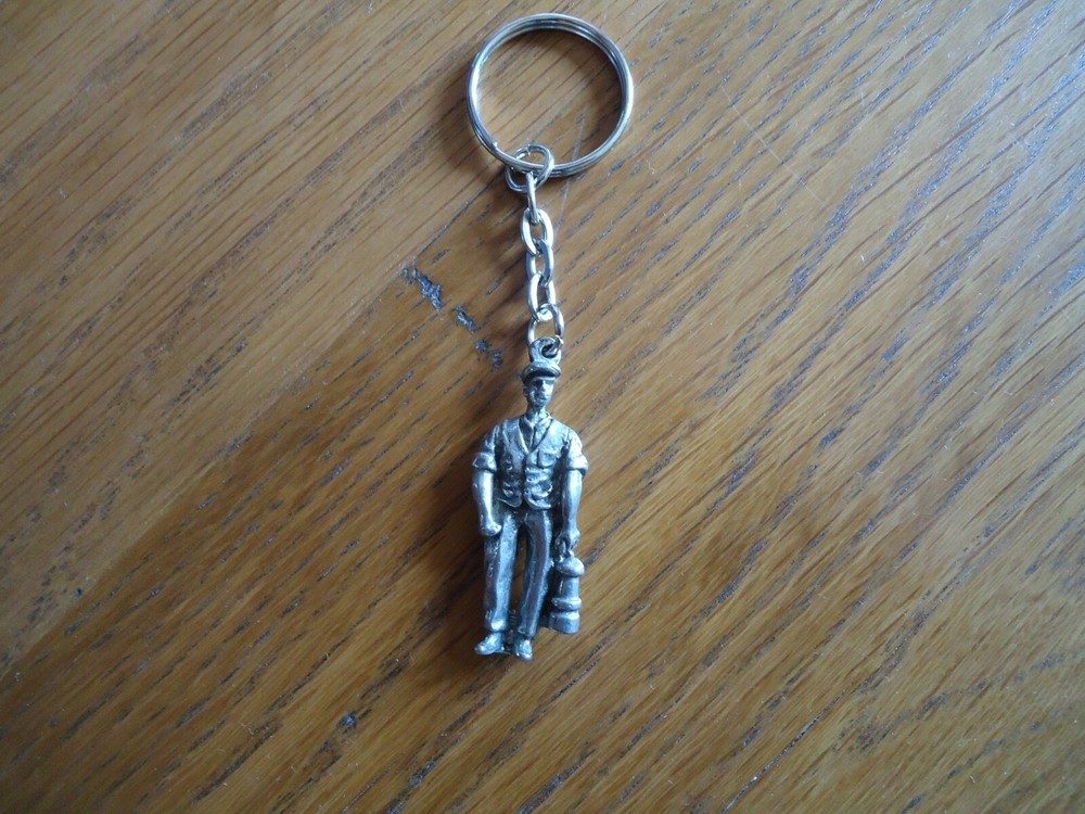 Key Ring Pewter Miner With Lamp On Mining Gift Silver / Coal Pits Nice Gift
