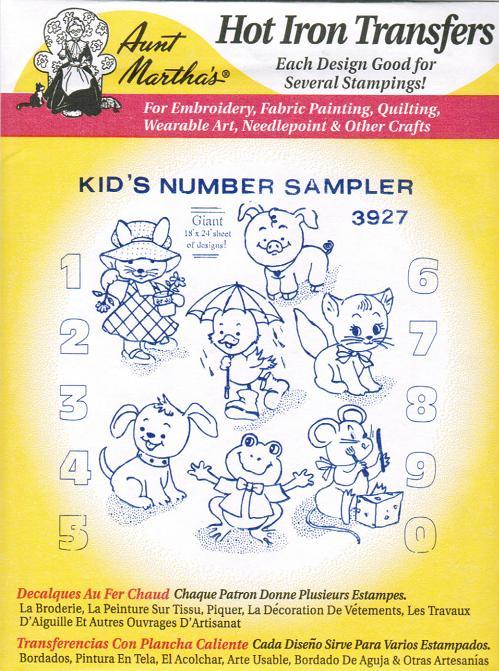Kid's Number Sampler Aunt Martha's Hot Iron on Transfer #3927