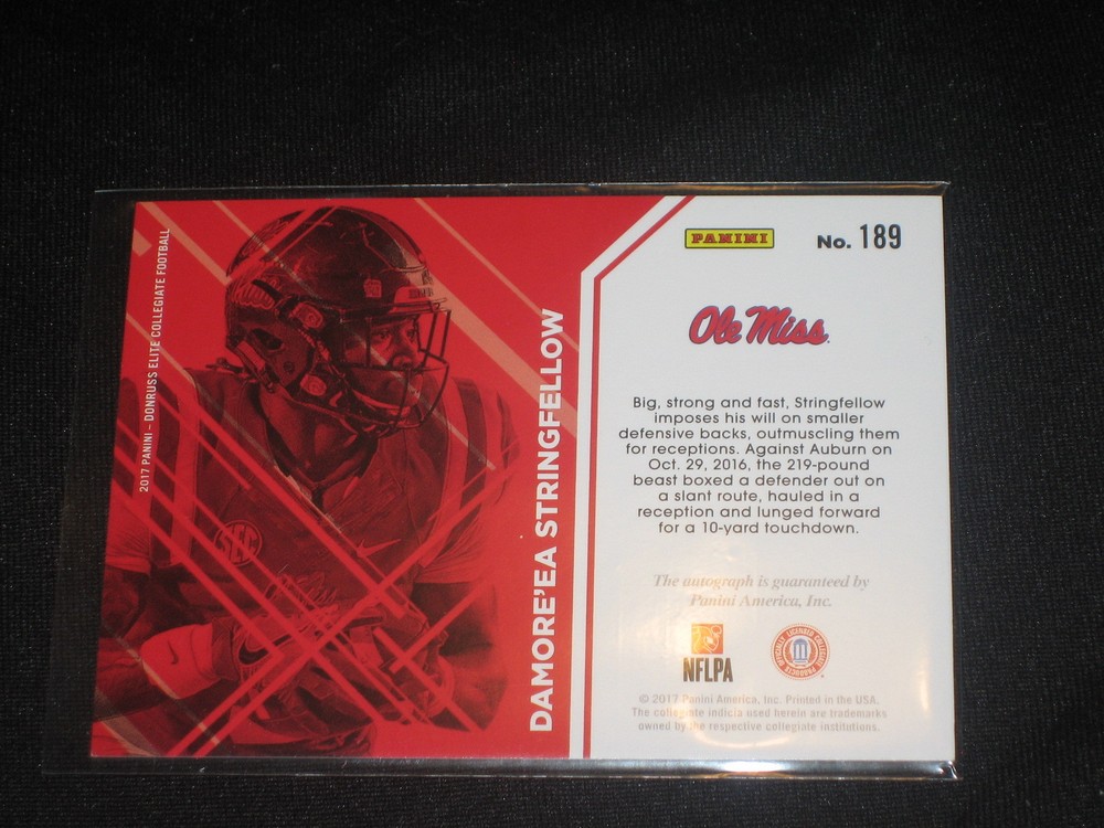 DAMORE'EA STRINGFELLOW CERTIFIED AUTHENTIC AUTOGRAPHED SIGNED FOOTBALL CARD