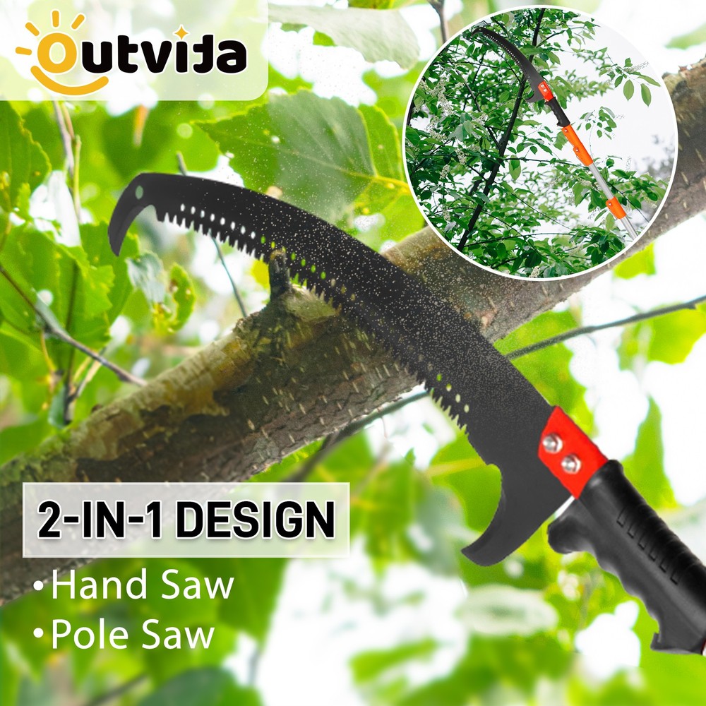 Tree Pruner Pole 7.2-24ft Saw Branch Limb Pruning Cutter Trimmer Extendable Shaf