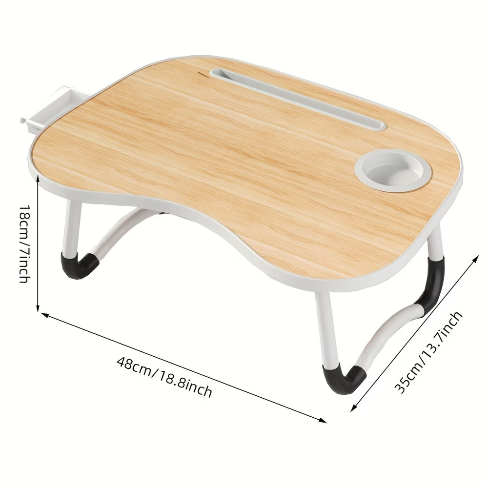 Portable Laptop Bed Table with Cup Holder & Tablet Slot - Foldable, Multifunctio