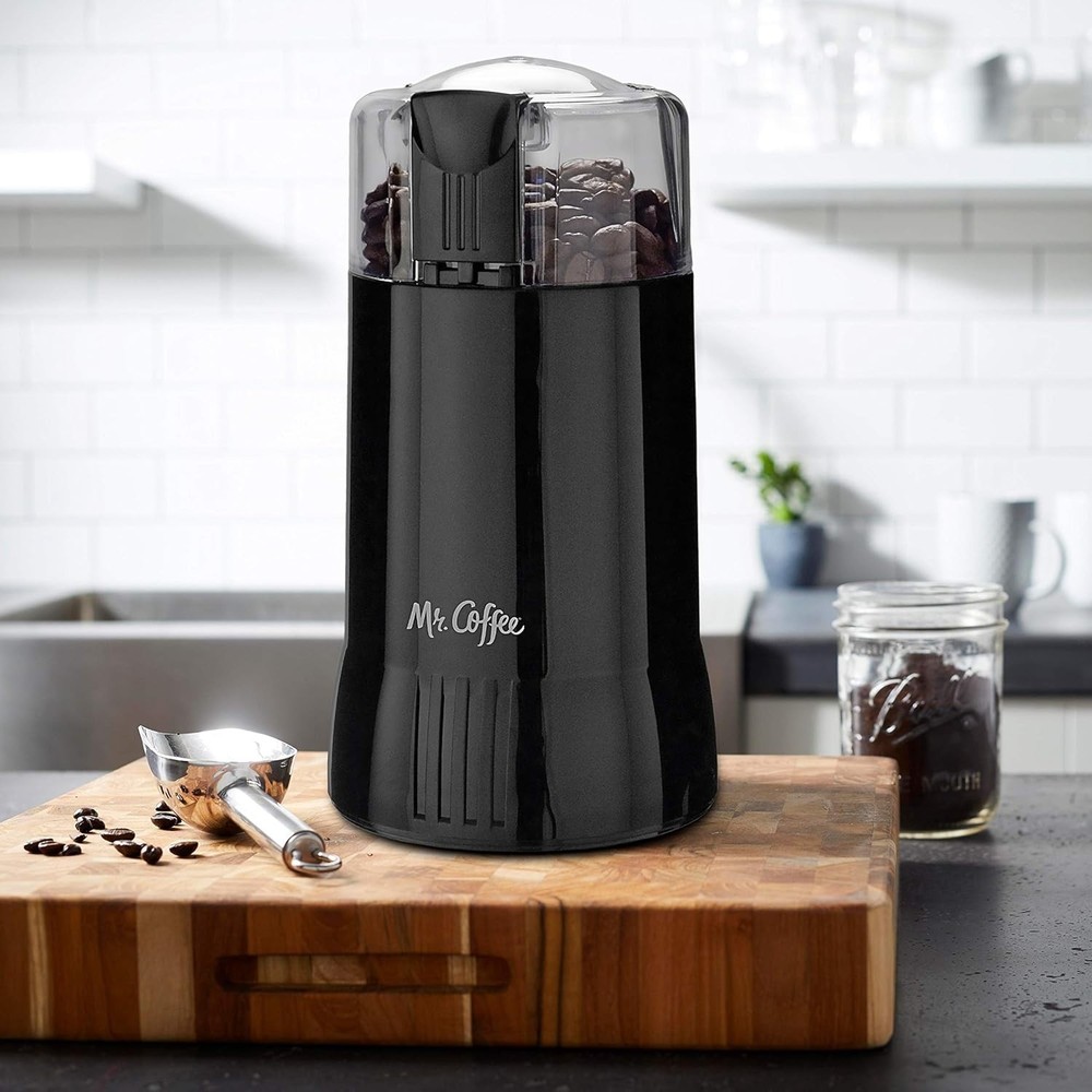 Compact Electric Coffee Bean Grinder with 12-Cup Capacity and Safety Features