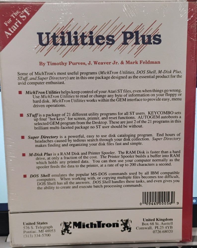 Utilities Plus - MichTron ; Atari ST ; NEW & Complete in Box