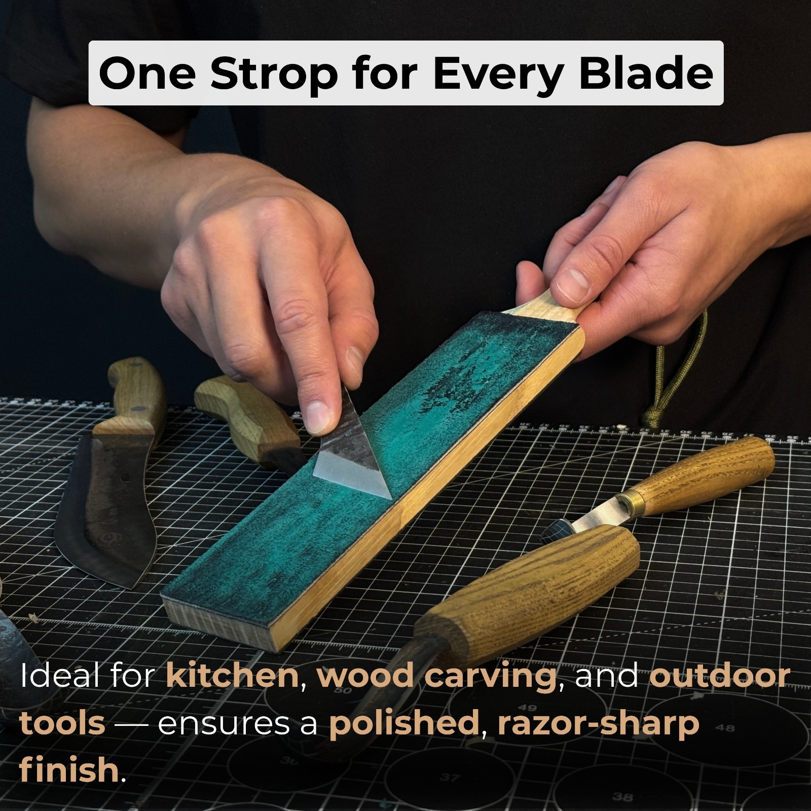 Double Sided Leather Sharpening Strop Knife Tool Honing Paddle Polishing Paste