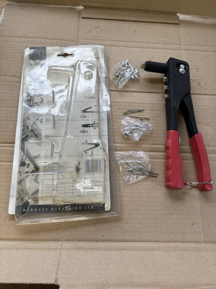 ROSS TOOLS MULTI SIZES POP RIVETER RIVETING GUN, WITH SOME POP RIVERTS, In Pack