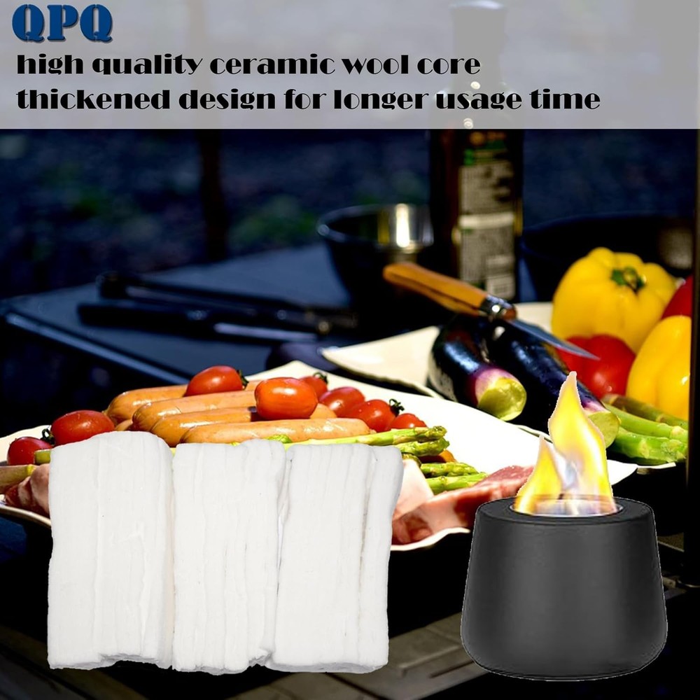 QPQ 30 Pcs Ceramic Wool Wick for Tabletop Fire Pit,Replacement Fireplace Inserts