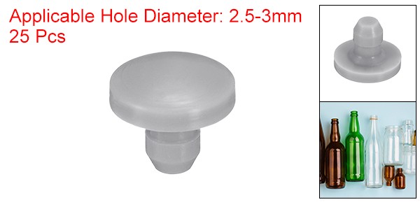 25Pcs Silicone Plugs Rubber Round Hole Plugs for 2.5-3mm Hole Grey