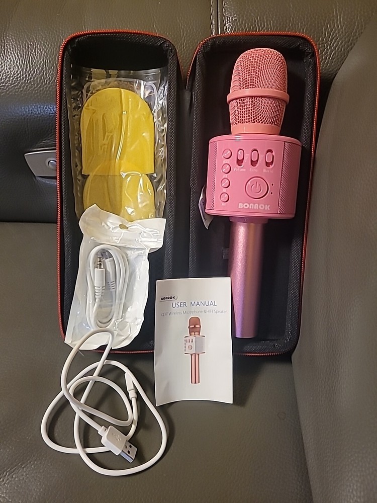 Bonnok Wireless Bluetooth Kareoke Microphone Q37 Rose